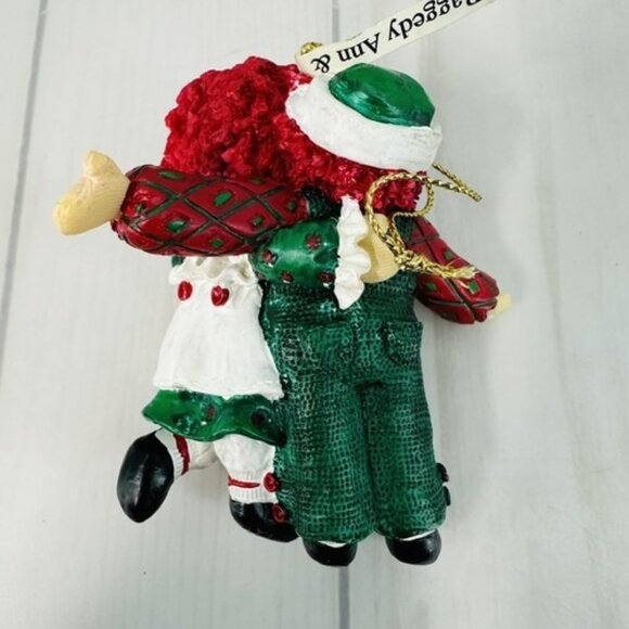 Vintage Raggedy Ann & Andy Dancing Christmas Tree Ornament 1998 Green & Red - Picture 3 of 9